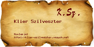 Klier Szilveszter névjegykártya